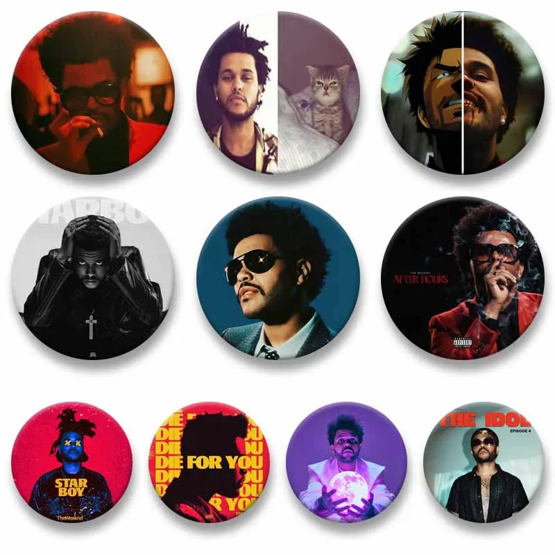 Pop Singer The Weeknd Coin Brooch Music Album Cover Enamel Pin Round Funny Snap-in Badge for Backpack Clothes Shoes Accessories