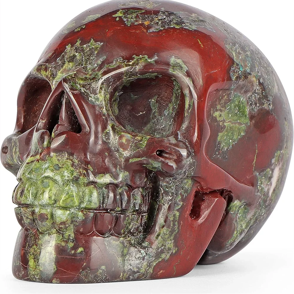 Natural Dragonstone Crystal Skull, Energy Gems, Reiki Healing, Meditation, Air Purification, Room Decoration, Demagnetization,