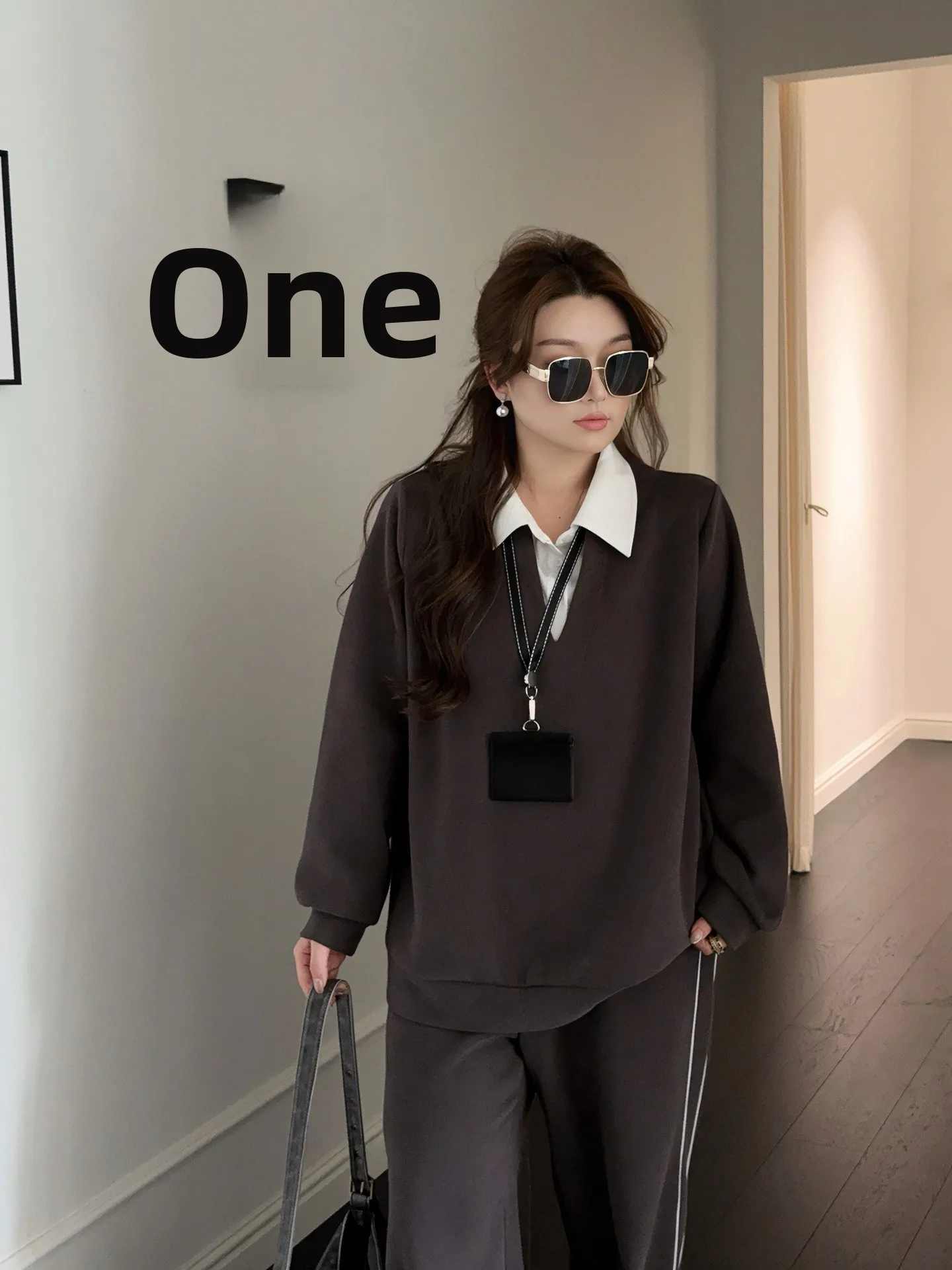 

Женский повседневный комплект свитшотов большого размера из двух предметов American Sle Lazy Faionable Autumn Collection от Miss ng