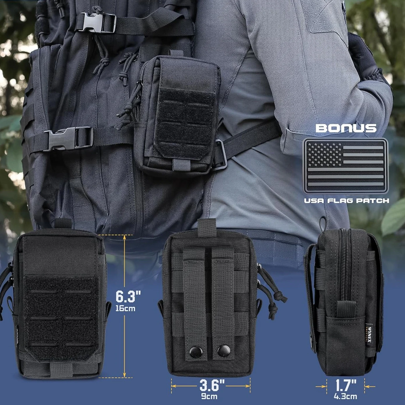 Tactical EDC Pouch with Molle System Utility Admin Pouch for Small Tools And Phone - Multi-Functional Organizer