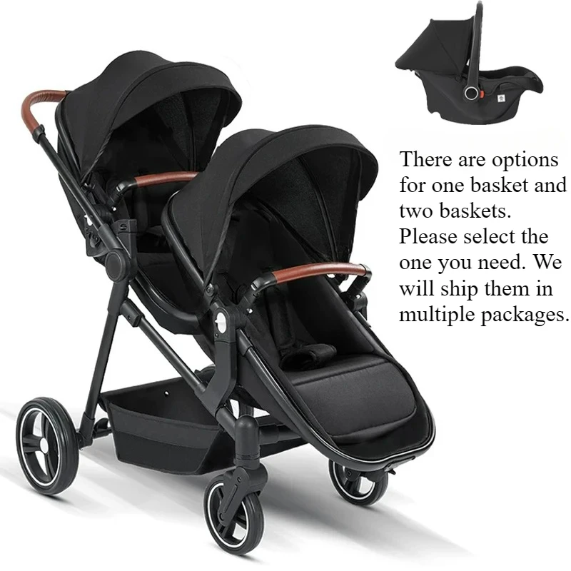 Può essere smontato in un passeggino leggero. Può essere preso a bordo di un aereo. Passeggino doppio 3 in 1 con seggiolini auto.