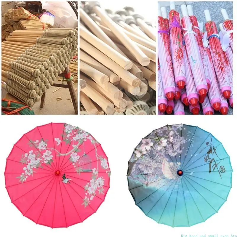 581C Chinese Oiled Paper Umbrellas Dance Parasols Bambooes Silk for Costumes and Party Decoration