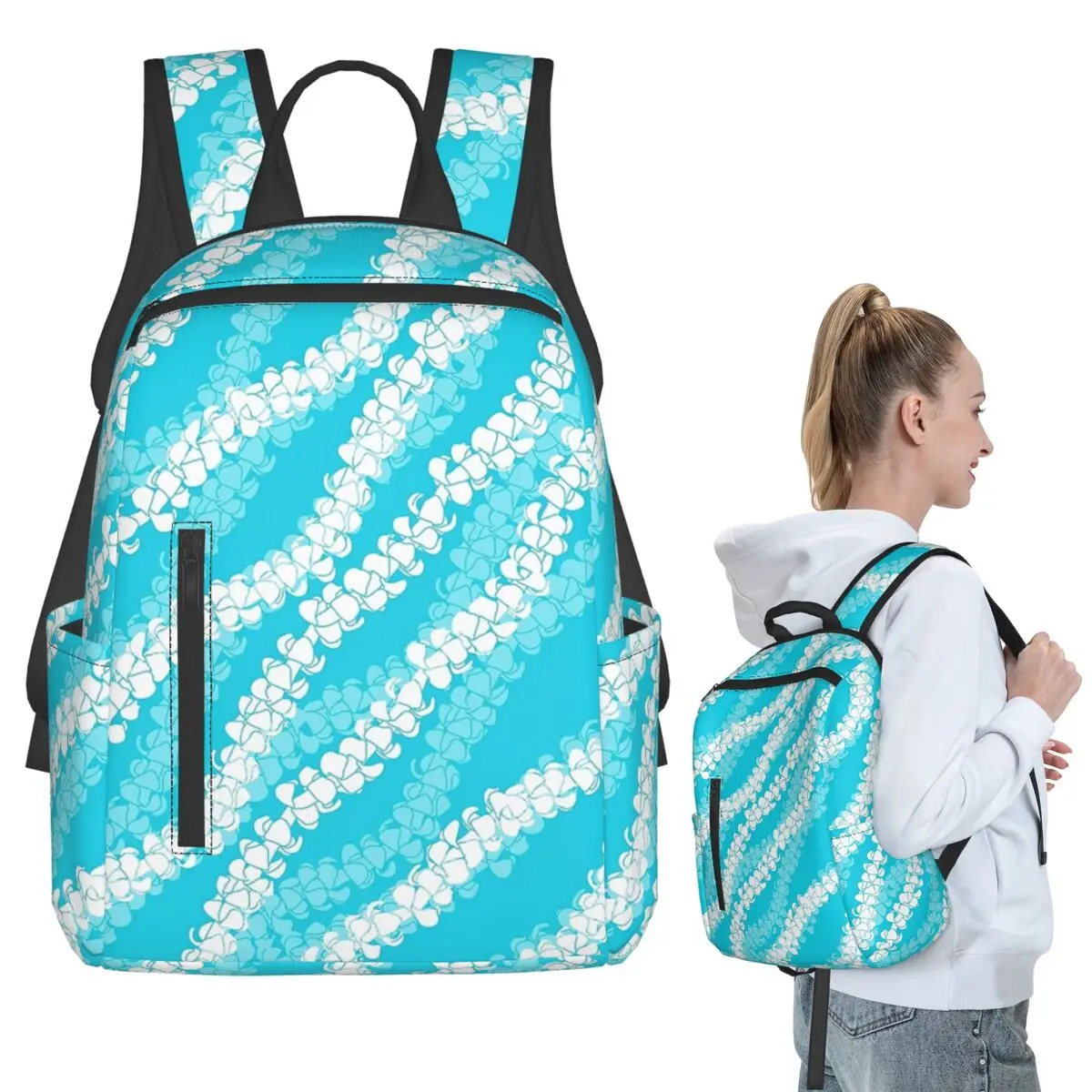 Puakenikeni Single Leis On Turquoise Backpack Student BookBag Children School Bag Computer Shoulder Bags Boys Girls
