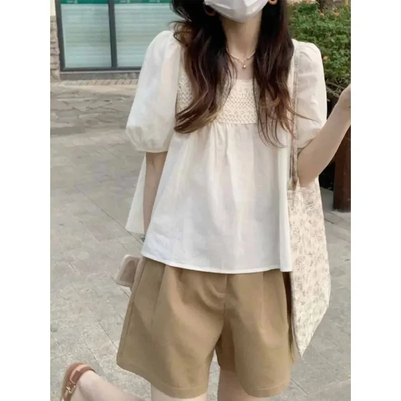 

Летний костюм, тонкий топ, летняя футболка с короткими рукавами, свободная стильная детская рубашка