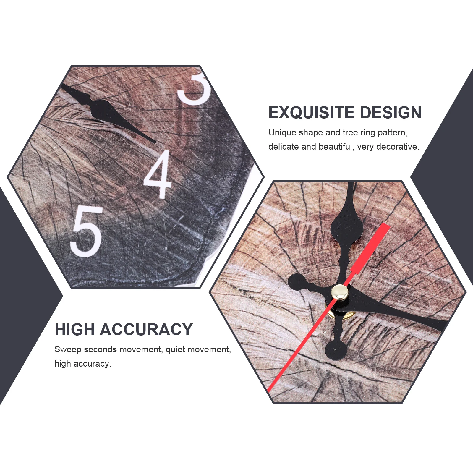 

Silent Wall Clock Wooden Annual Ring Design Hanging Home Decor Living Room Bedroom Office Stylish Wall Art Decoration