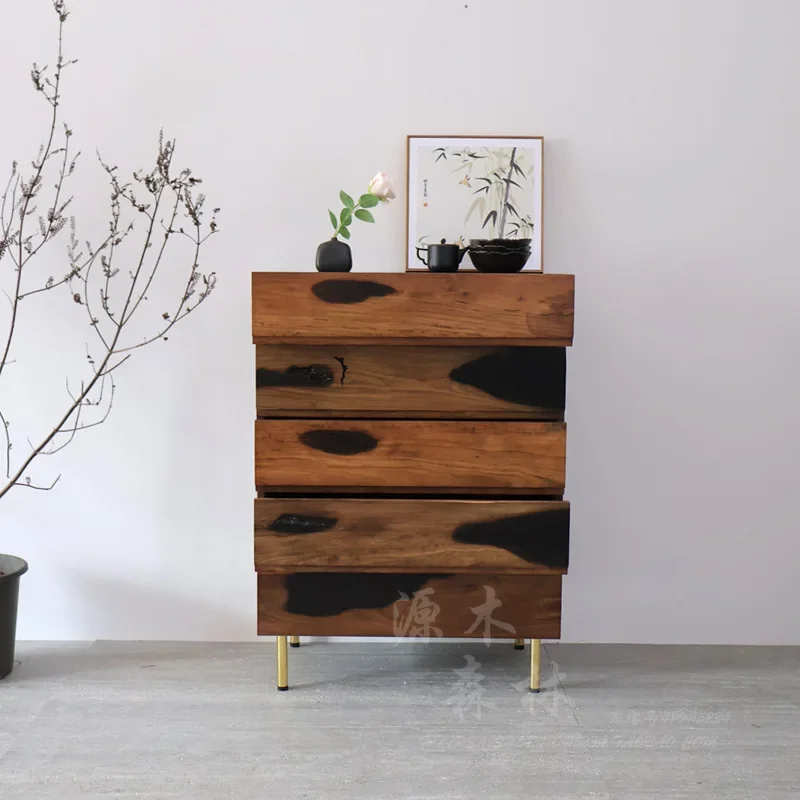 Solitary wind chest of drawers oil painting multi-bucket cabinet drawer storage living room bedroom dining side cabinet orphan