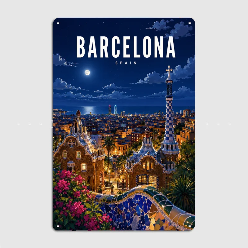 Home Barcelona - Pôster de Metal Personalizado com Vista