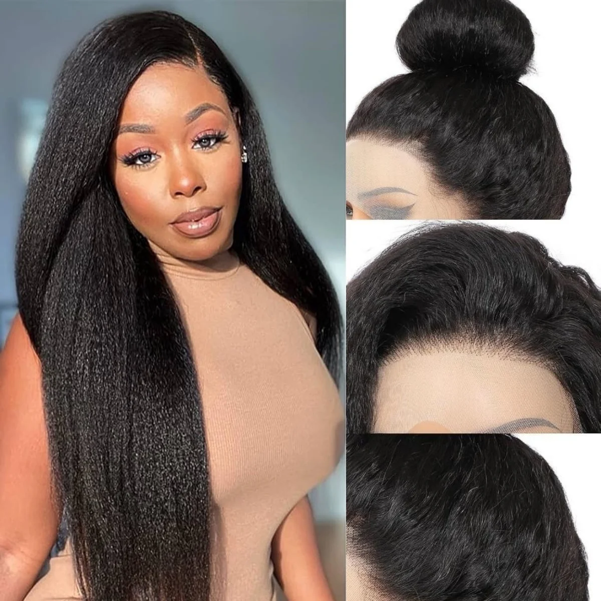 13 × 4 غريب مستقيم 5 × 5 الدانتيل الجبهة خصلات الشعر المستعار الإنسان شفافة قبل قطعها 220 الكثافة الدانتيل شعر مستعار أمامي للنساء اللون الطبيعي 1B