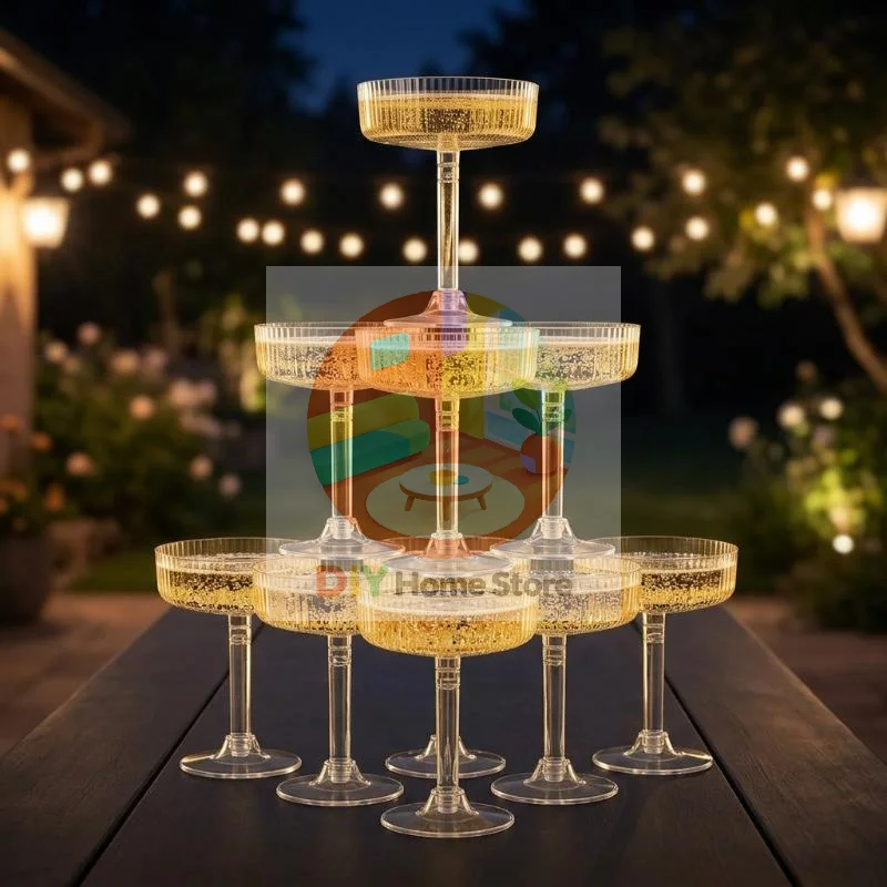 Plastic Wine Glasses 6OZ Unbreakable Shatterproof Champagne Flutes for Wedding Home Bar Daily Use