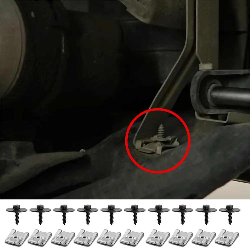 10Set Car Under Engine Cover Floor Clips Screws 0049943145 0019906036 for Mercedes Benz A B C E M CLA CLS CLK Class