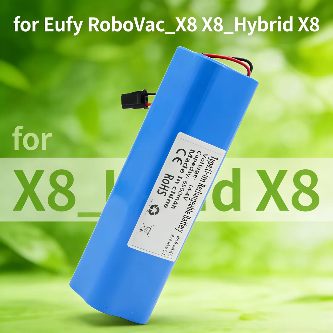 New 14.4V 5200mAh Li-ion Battery for Eufy X8  Hybrid X8 White X8 Pro RoboVac Replacement 8-Cell Power Pack with Safety BMS
