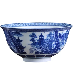 Jingdezhen blue and white porcelain bowl Chinese household high temperature ceramic rice bowl noodle bowl tableware