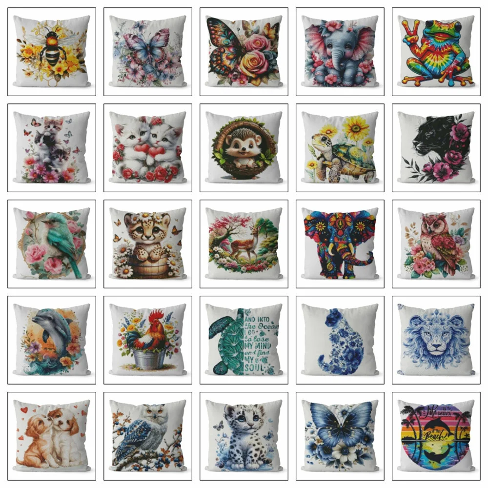 Cross Stitching Sets Animal Flower Cat Butterfly Pillow 11Ct Picture Printed Canvas Diy Kit For Adults Needlework Wall Decor