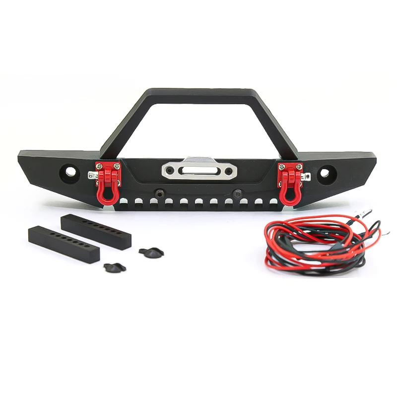 1set Metal Front Bumper with Led Light for 1/10 RC Car TRX-4 TRX6 SCX10 90046 D90 redcat losi