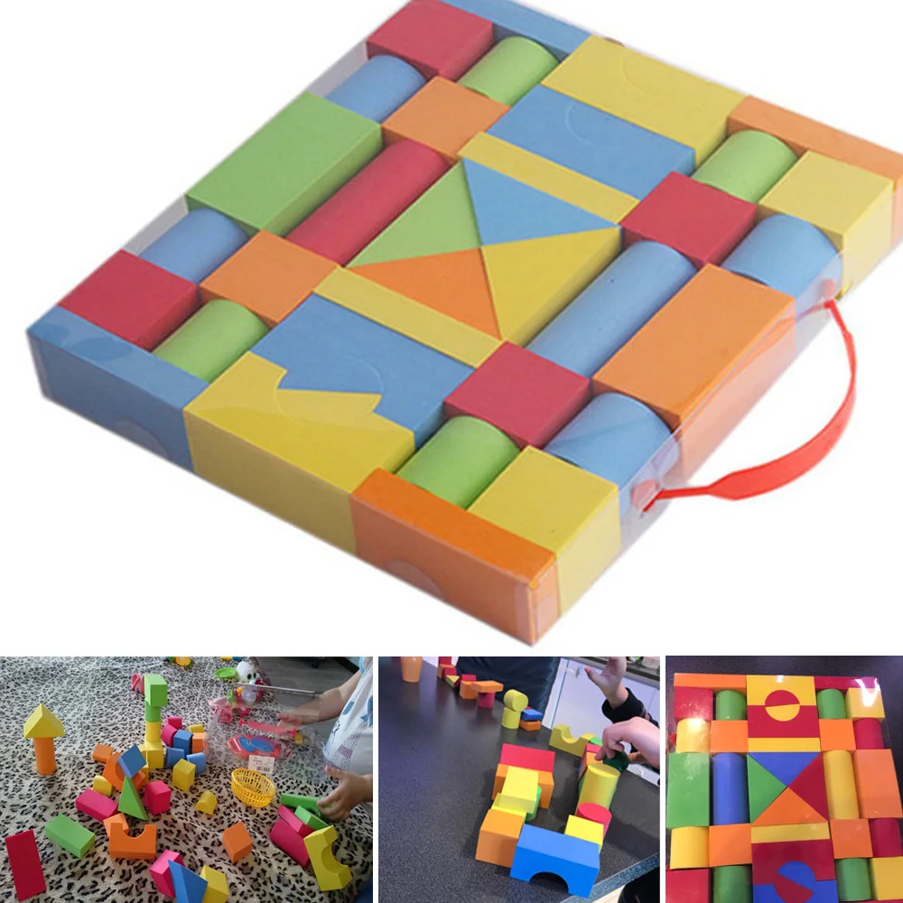 38PCS Colorful Soft Safe Infant EVA Building Blocks Educational Toys For Children Foam Construction Geometric Shape Games Blocks