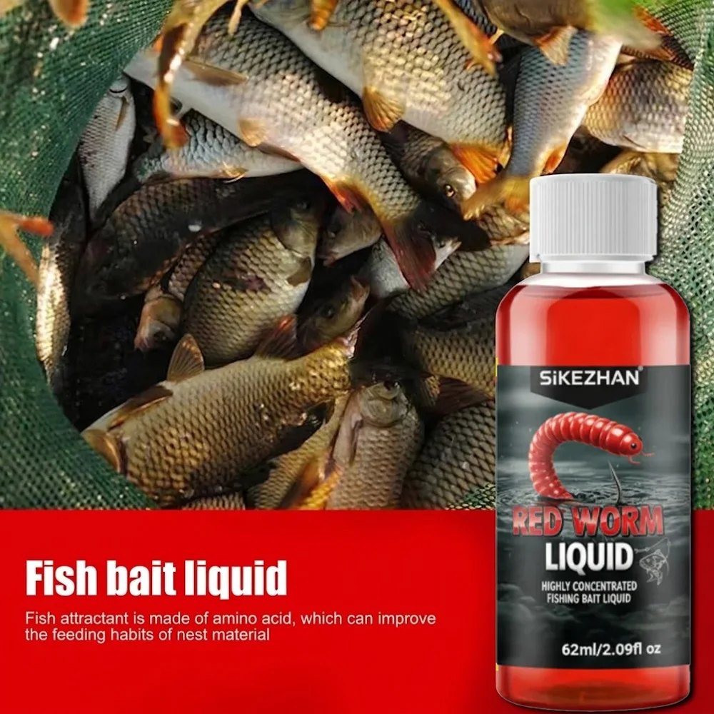 Líquido de lombriz roja de 62 ml, aditivo concentrado para cebo de pesca, aceite aromático atrayente para carpa cruciana, tilapia, trucha, SIKEZHAN