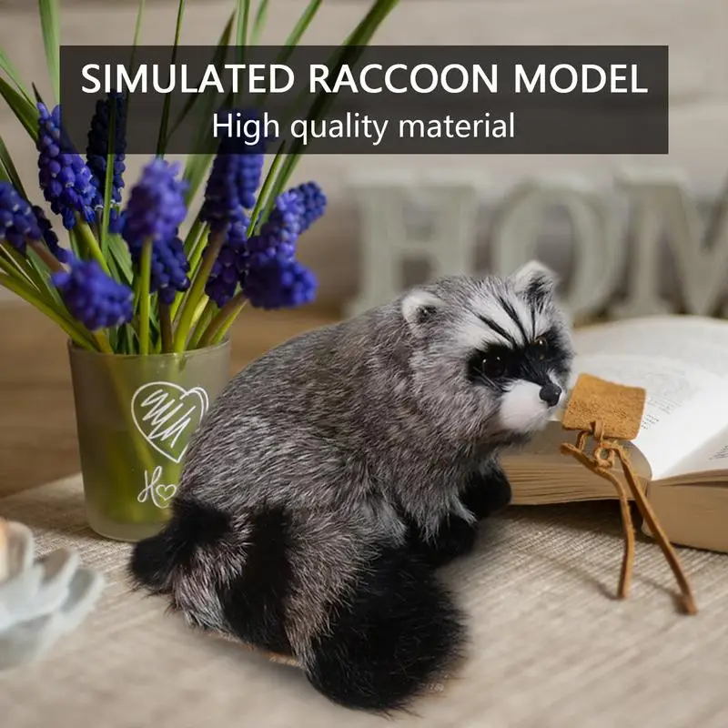 Raccoon Ornament Desktop Decoration Simulated Ornament & Figure Learning Educational Toys Realistic Raccoon Family Action Model