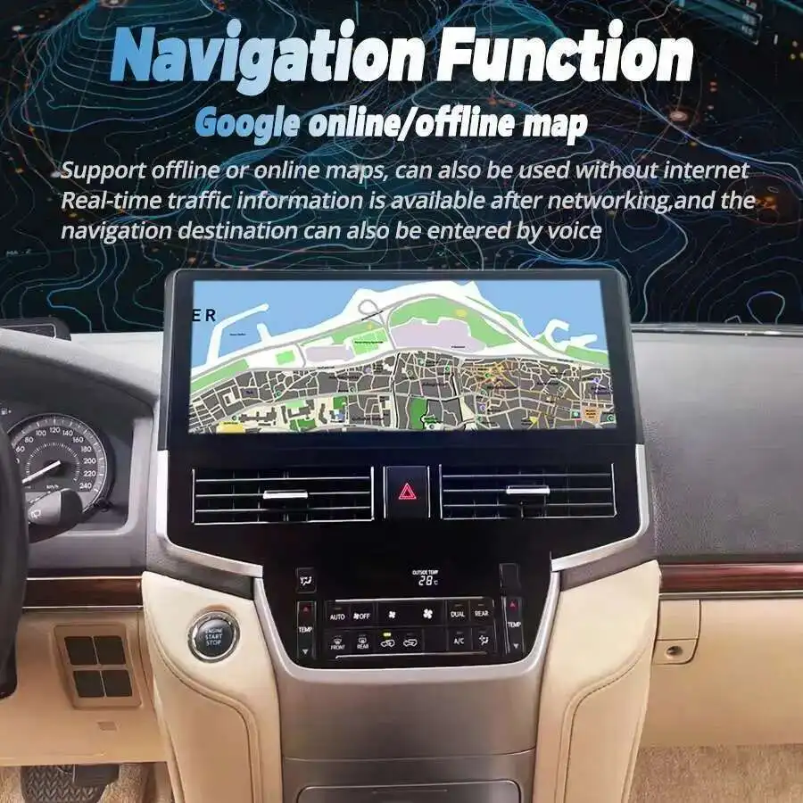 Toyota Land Cruiser 200 LC200 2016 - 2019 자동차 라디오 안드로이드 멀티미디어 GPS 용 12.3 인치/15 인치 네비게이션 CarPlay 플레이어 화면
