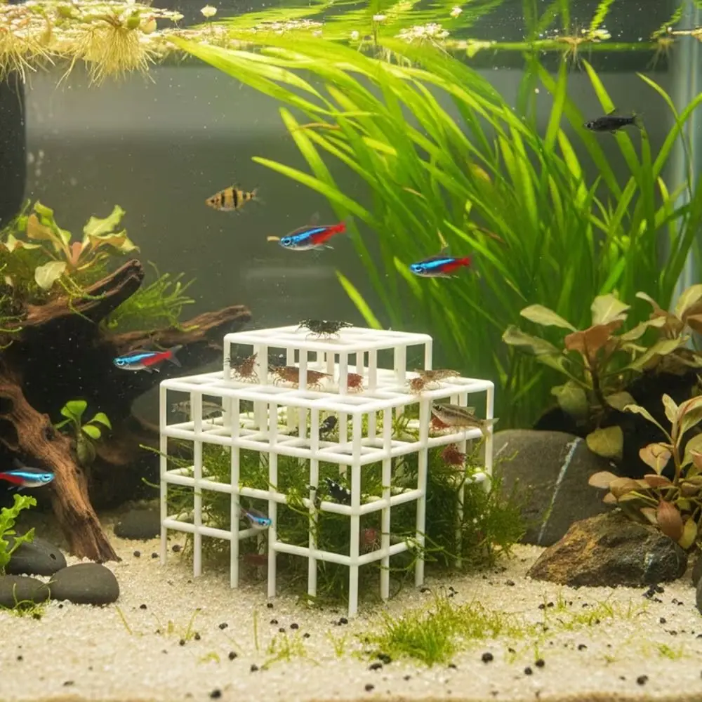 3D Printed Aquarium Cave Ornament Grid Multi-level Natural Look Fish Tank Hideout Hollowed-out Design Multi-level Structure