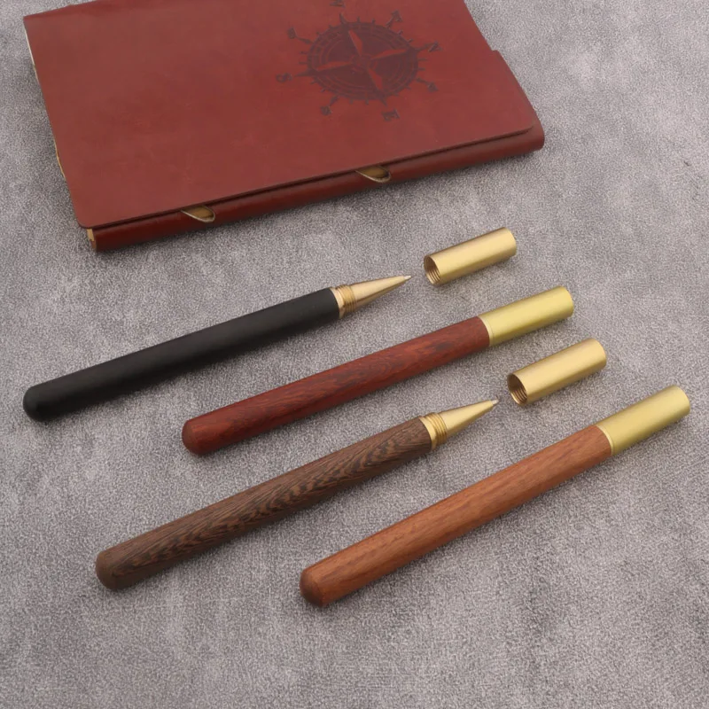 Red Wooden Rollerball Pen With Half Rubber Ballpoint Pen Golden Trim Stationery Office School Supplies Roller Ball Pen