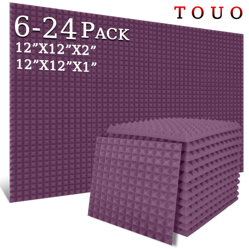 

TOUO Acoustic Foam 6/12/24 Pcs Sound Insulation Acoustic Pyramid Foam Wall Panels For Recording Studios Acoustic Treatment