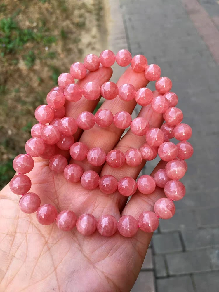 Natural Red Rose Rhodochrosite Round Beads Bracelet For Women Men Rhodochrosite Argentina Gemstone 7mm 8mm 9mm AAAAAA