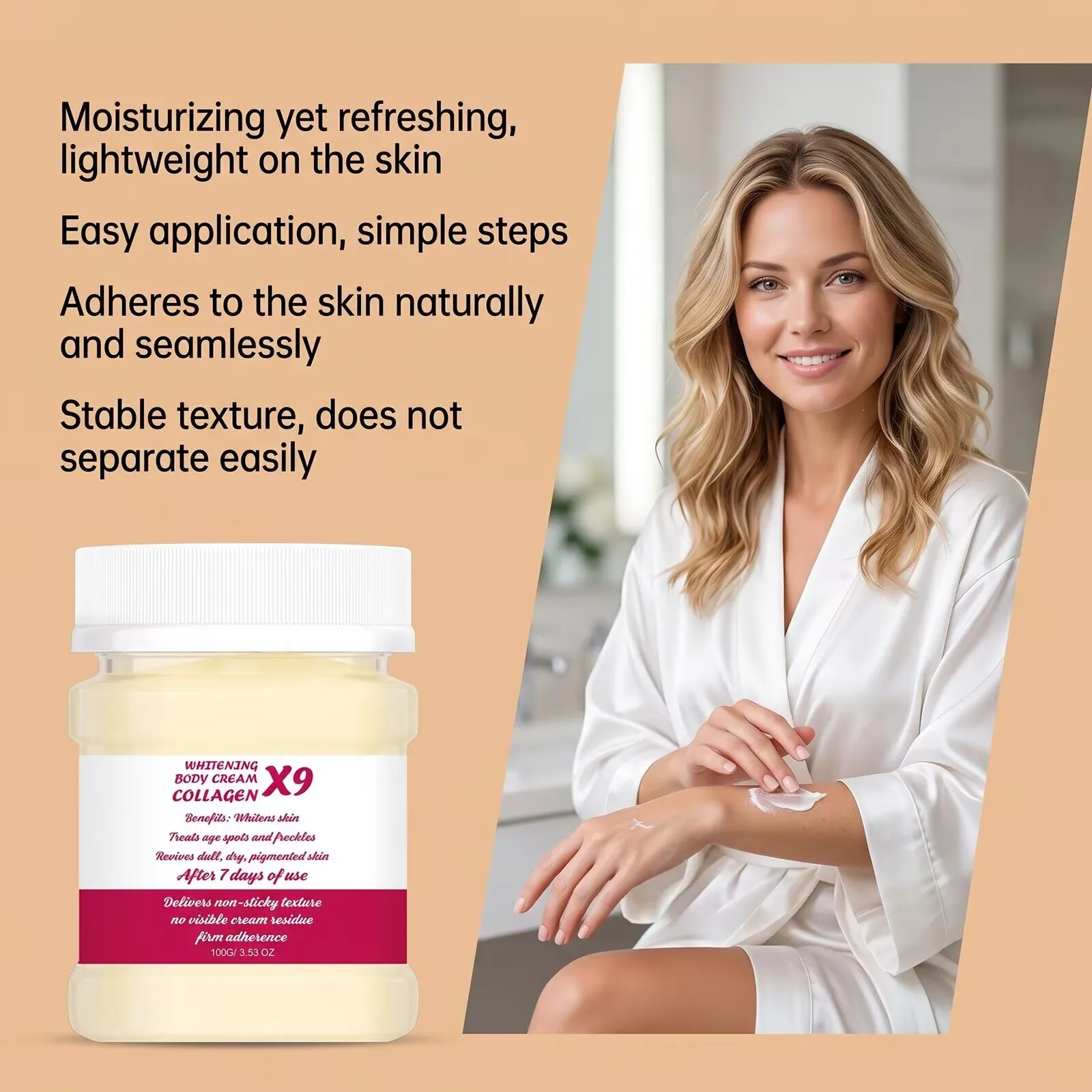 100g Collagen Hydrating Body Lotion Light Non‑Greasy Oil‑Free Formula Revitalizing Nourishing Body Skin Care Cream