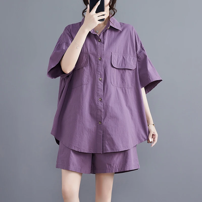 

Faionable Ne irt And ort Комплект брюк Женский летний наряд Ele Age-Defng Комплект из двух предметов из смеси хлопка