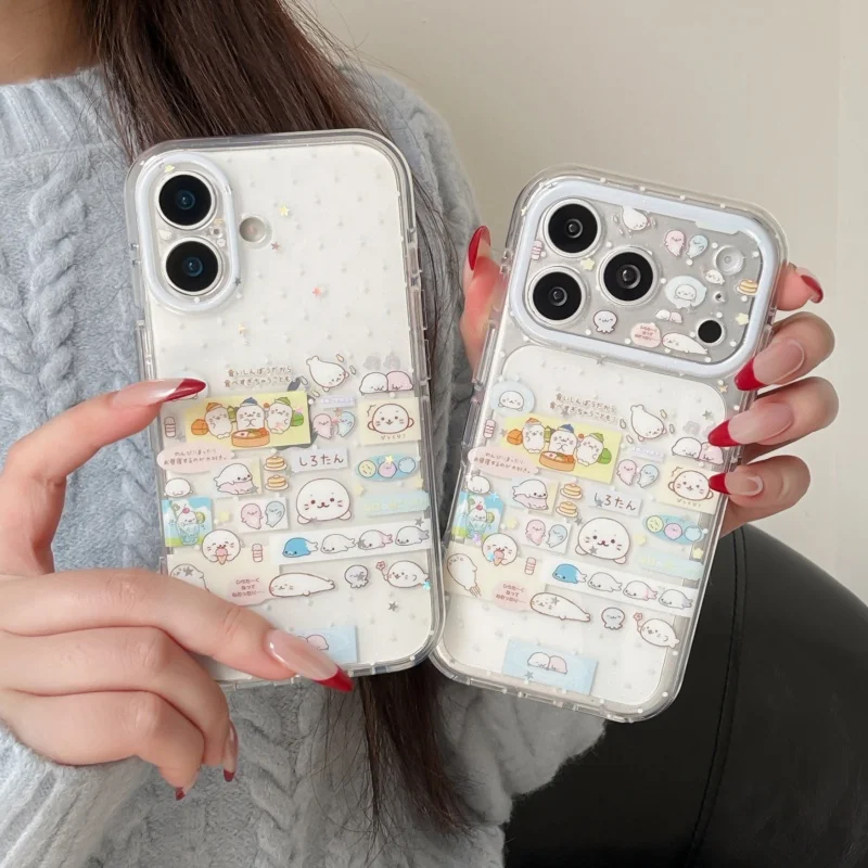 

Забавный милый чехол с дельфином для iPhone 17 Pro 16 15 Pro Max, противоударная задняя крышка, кавайные мультяшные чехлы 17 Pro Max Funda Coque