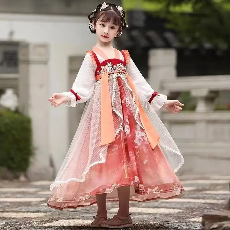 

Girls' Hanfu New Style 2025 Children's Ancient Style Noble Princess Dress Fairy Chinese Ancient Costume Dress Children