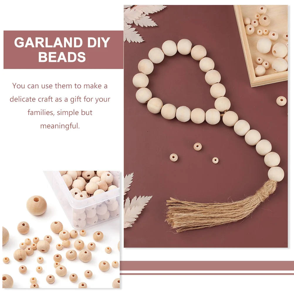 

Wood Beads Box Round Crafts DIY Loose Wooden Necklace Making Beads Jewelry Bracelet Supplies Smooth Surface Quantities