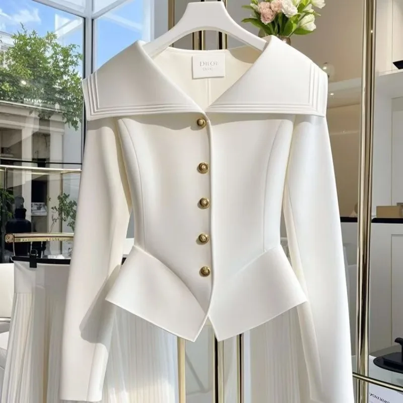 

Limiguyue, элитная французская белая блузка, осенние топы с отложным воротником, нерегулярные топы, женские роскошные тонкие рубашки на пуговицах, офисные женские рубашки 383P