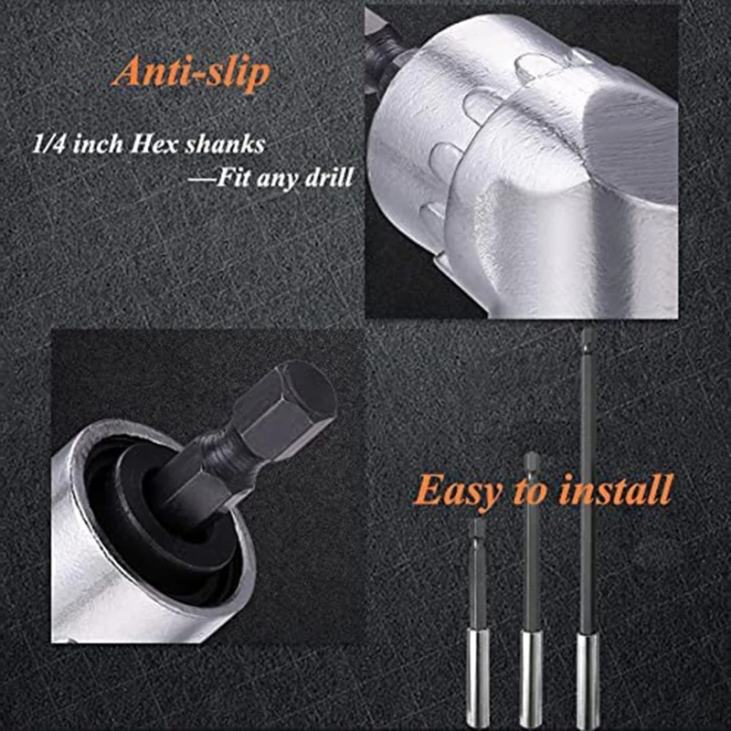 Impact Grade Driver Sockets Adapter Drill Extension Set,Flexible Drill Shaft Extension Bit,Magnetic Bit Holder