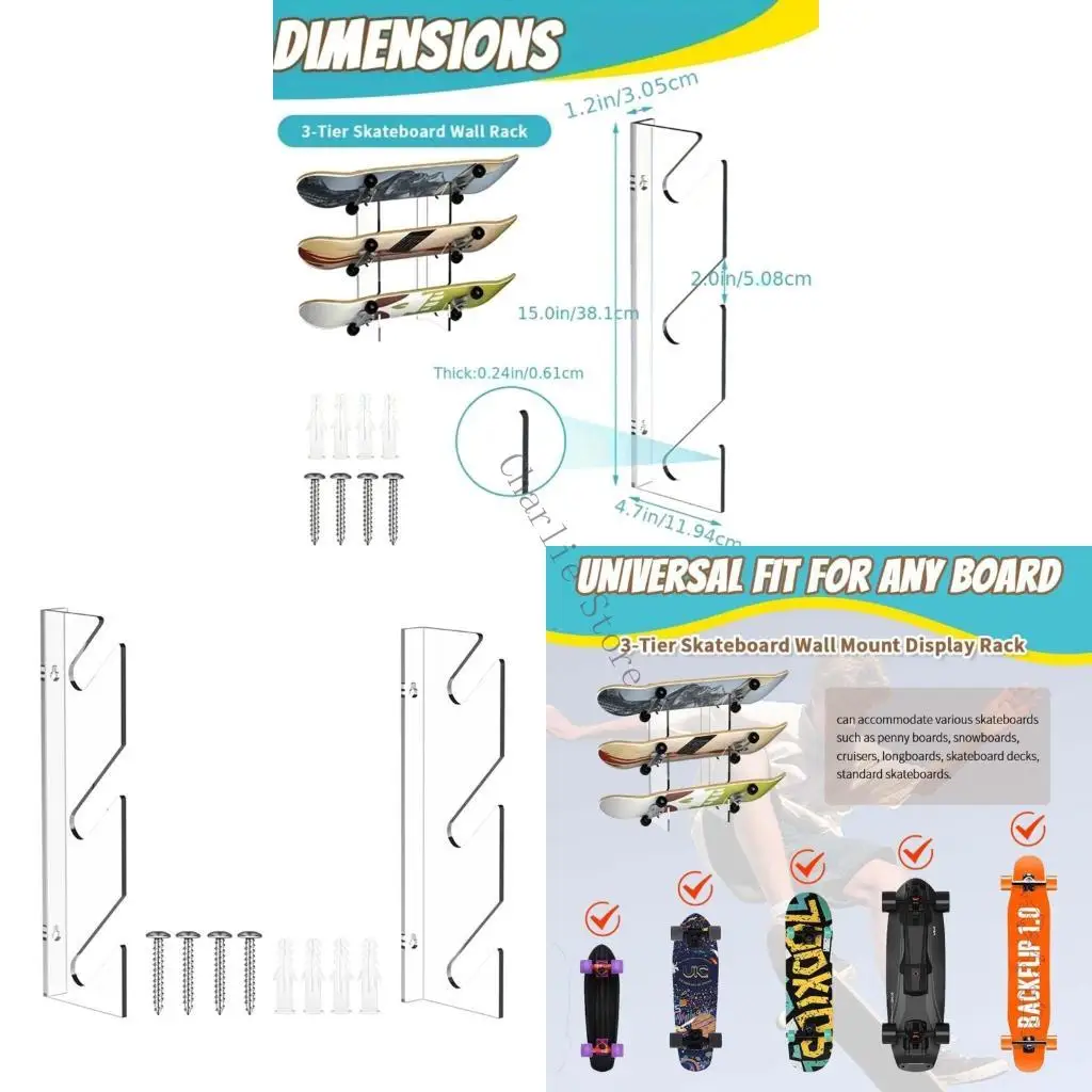

Акриловый скейтборд вешалка для сноуборда для хранения стойки для хранения стойки настения, выдерживающий W91c
