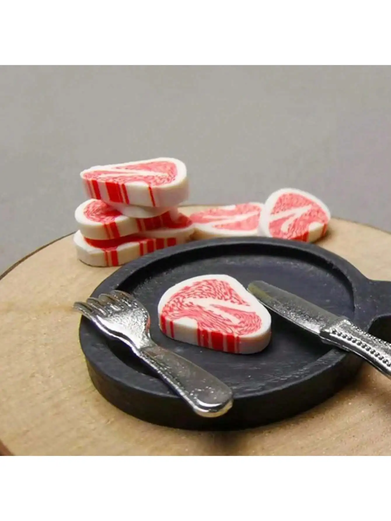 10pcs Doll House Mini Steak: 1/12 Scale Simulation Soft Clay Food Model, Kitchen Supermarket Scene Tabletop Decor