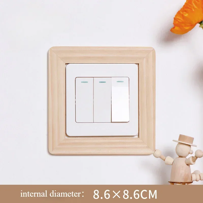 Solid Wood Switch Sticker Decorative Wall Sticker Socket Protective Cover Nordic Style Decorative Frame Light Switch Panel