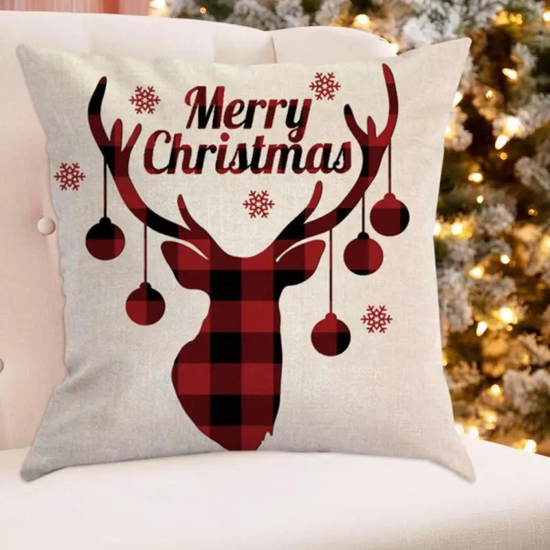 Square Pillowcase Merry Christmas Cushion Cover Christmas Decorations for Home 2023 Christmas Ornaments Xmas Navidad Gifts Happy