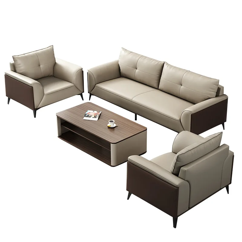 Office sofa Business reception Simple modern boss space High-end meeting area Leisure leather office sofa