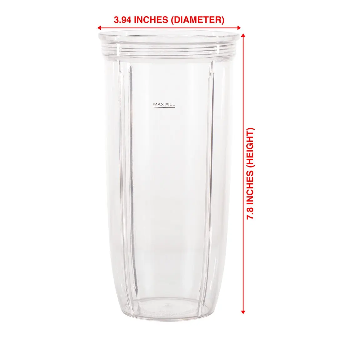 32 oz Cup and To-Go Lid Replacement Parts Compatible with NutriBullet Pro 1000, Combo and Select Blenders