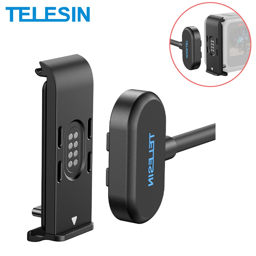 TELESIN Magnetyczny Wodoodporny Zestaw Kabli do Ładowania z Boczną Osłoną do GoPro Hero 9 10 11 12 13 Typ-C Łatwa Demontaż Osłony Portu Ładowania — zdjęcie produktu 7