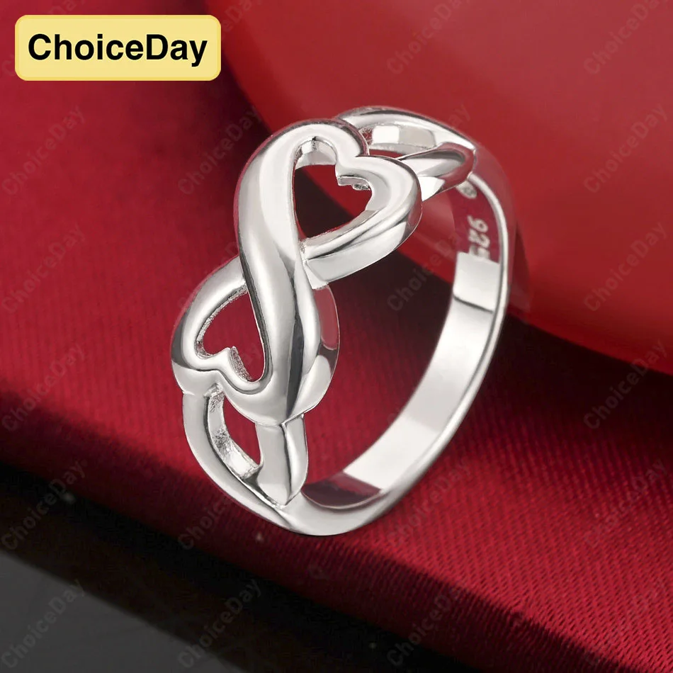 

ChoiceDay 925 Sterling Silver 7-10 Simple Double Heart Ring Women's Accessories Wedding Jewelry Engagement