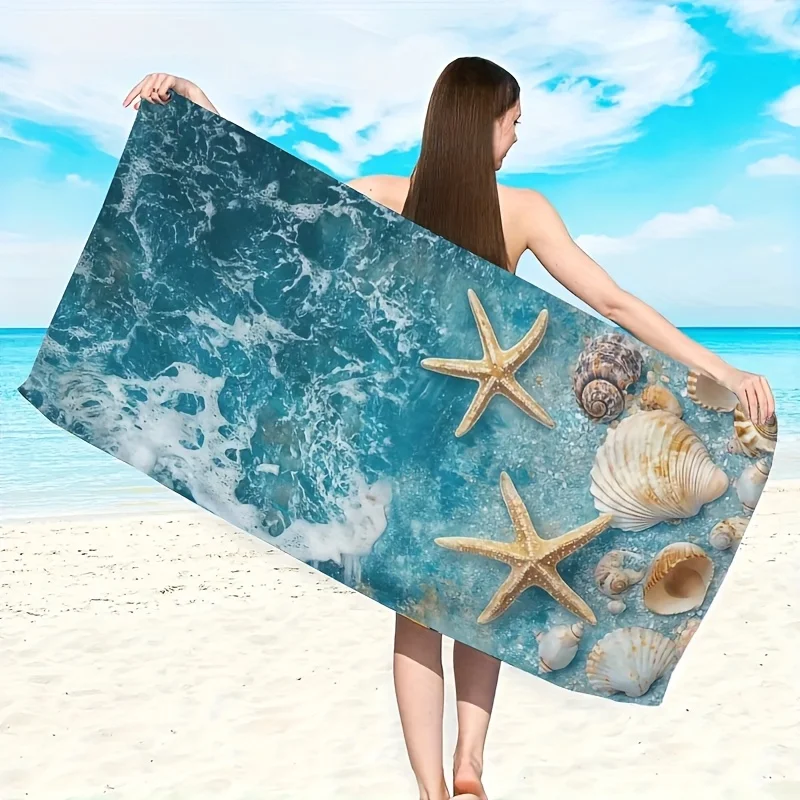 

1pc tropical style beach starfish shell, polyester fabric, machine washable, suitable for swimming, fitness, beach vacation