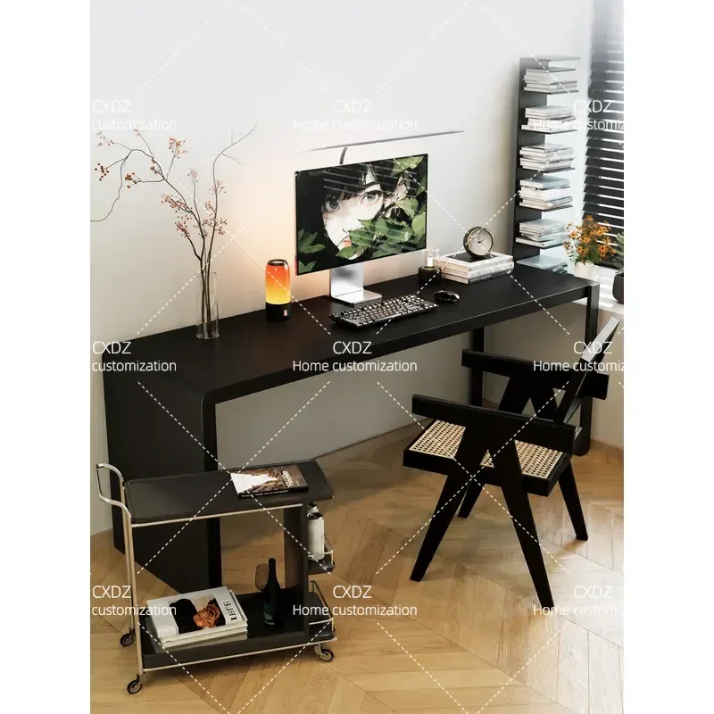 Solid Wood Strip Desk Double Against Wall Simple Study Table Computer E-sports Gaming Desk for Home Office Horizontal Hall