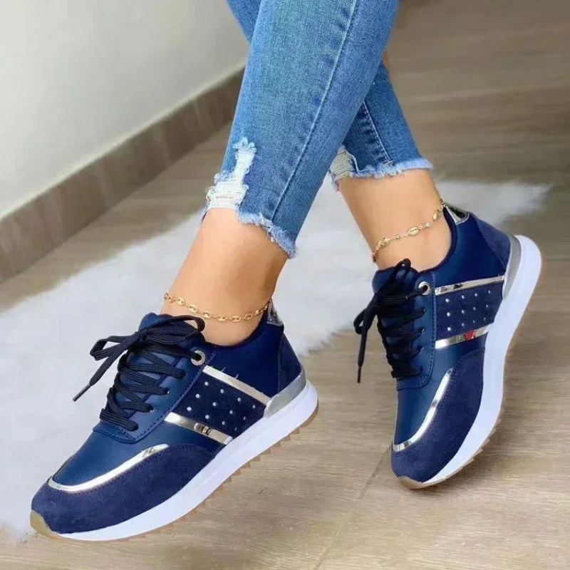 Zapatillas de deporte con cordones Para mujer, Zapatos deportivos informales transpirables con plataforma, de diseñador de lujo