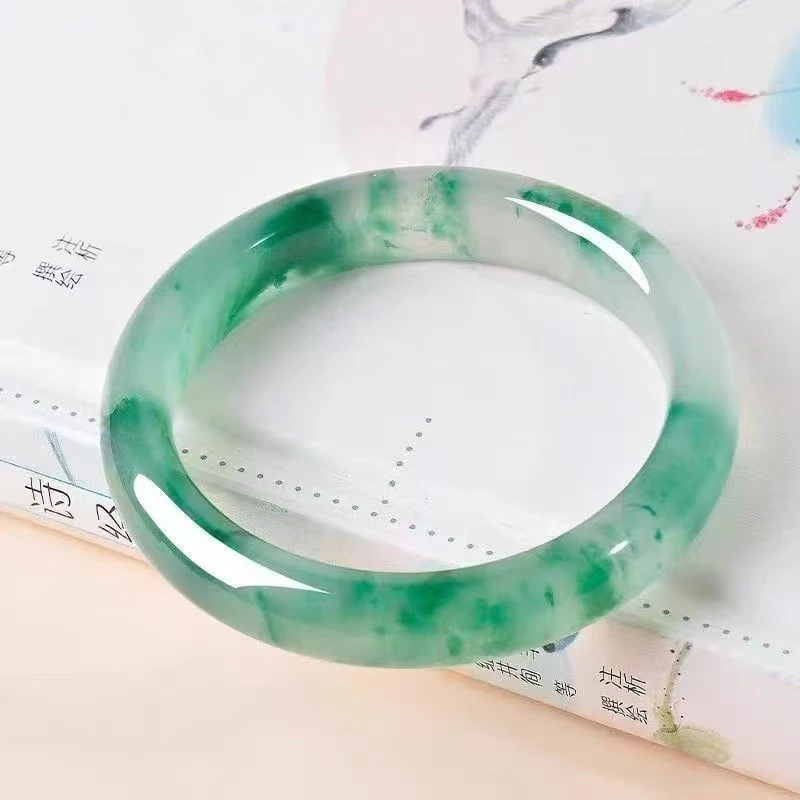 Pulsera de Jade Natural Africano, Dulong, Flor de Hielo, de Antigua Mina, Verde Sol, Cuarzo Color Esmeralda