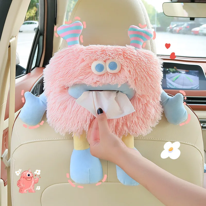 

Universal Car Tissue Box Soft Plush Car Seat Back Hanging Tissue-Bag,Fluffy Soft Fuzzy Vehicle Interior Decor Accessories Girls