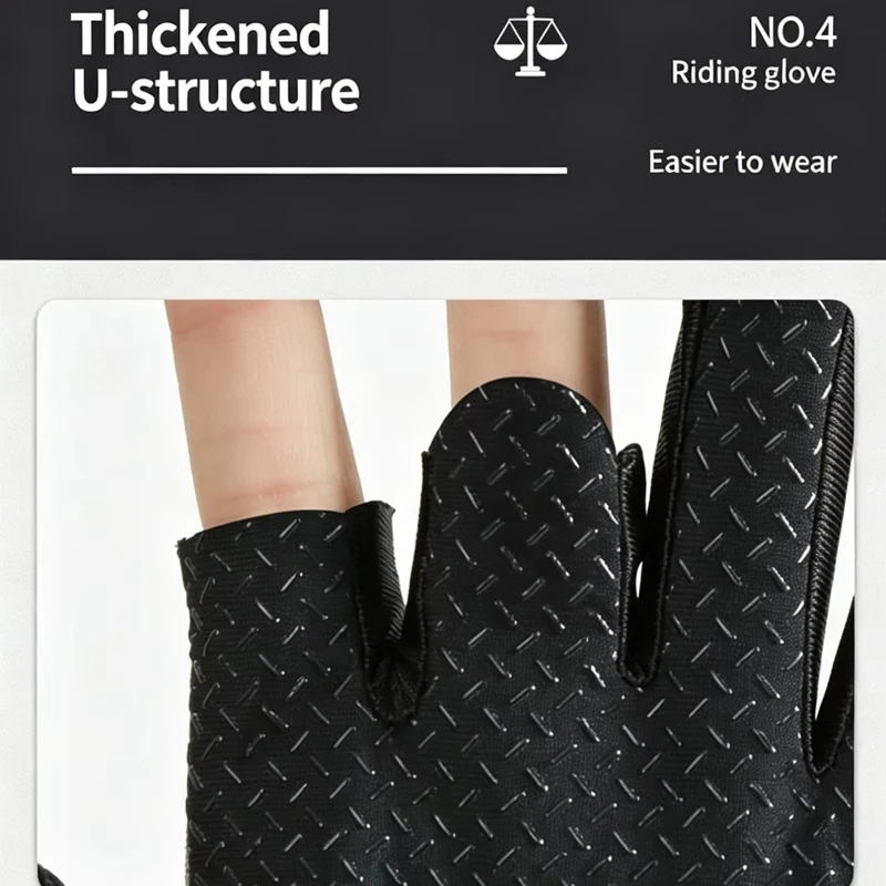 1 Paar Angelhandschuhe mit Sonnenschutz, 3 Freie Finger, Rutschfest, Atmungsaktiv, Geeignet für Outdoor-Sport, Radfahren, Angeln – Detail 6