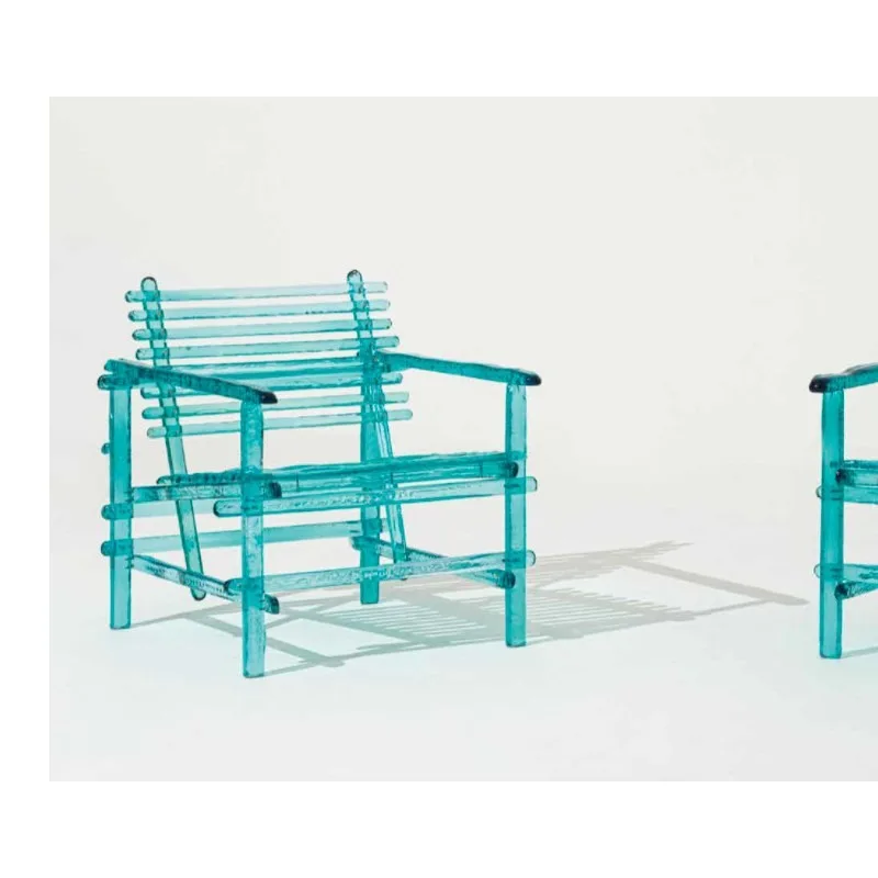 Furniture Transparent Resin Blue Outdoor Lounge Chair Transparent Resin Platinum Crystal Poolside Sofa Chair