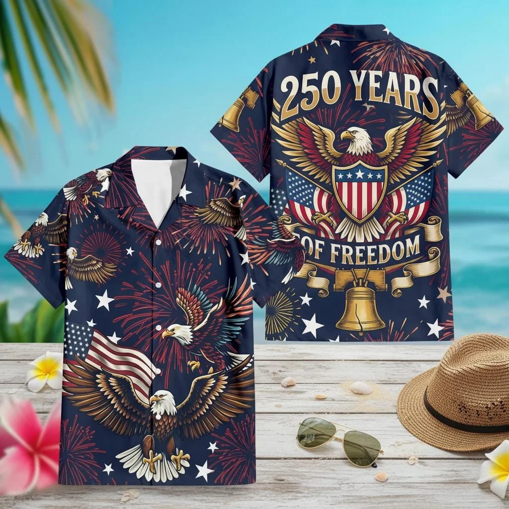 

New USA 250th Anniversary Eagle 1776-2026 Hawaii Shirt 250 Years Of Independence Day Gift Dad Father's Day Gifts America Shirts