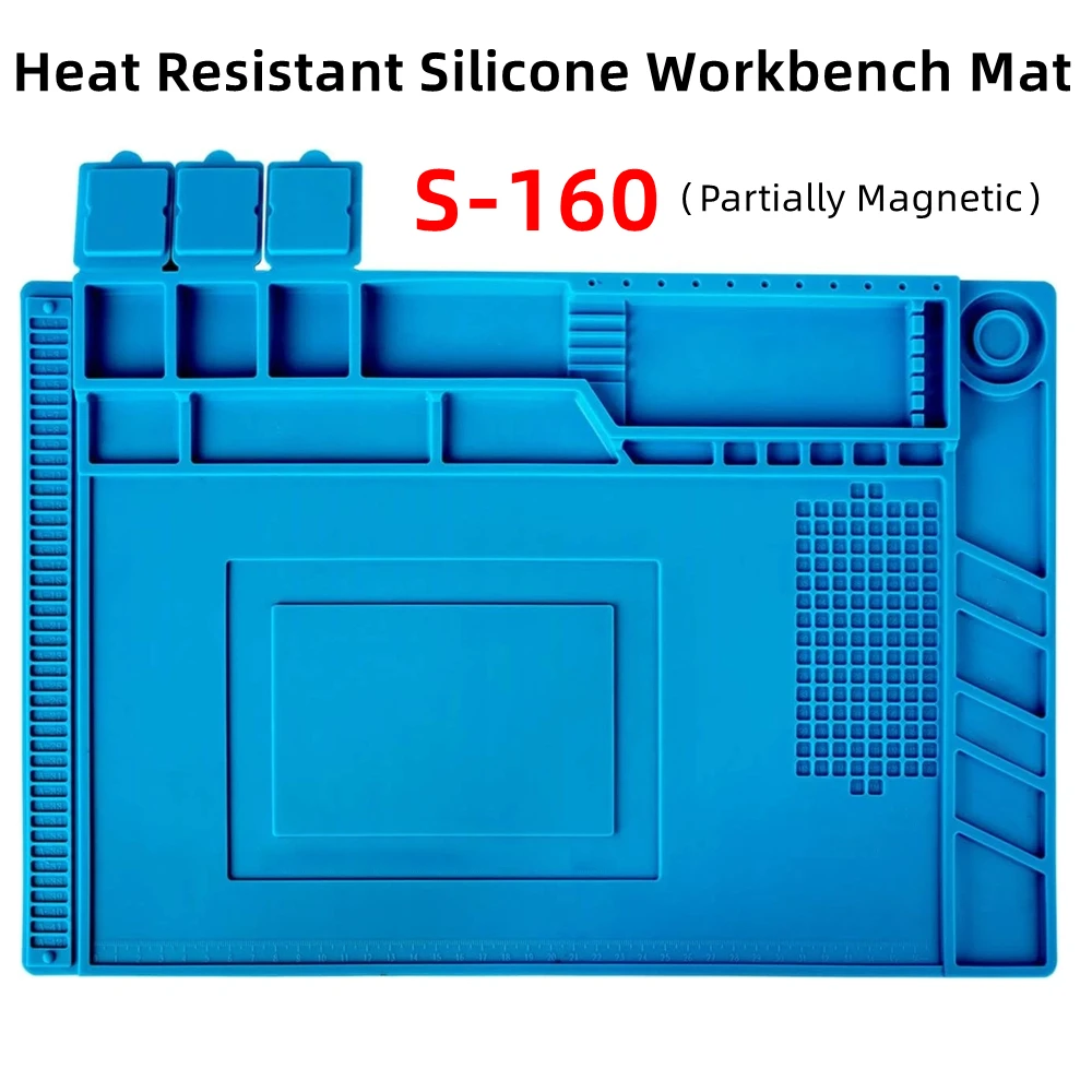 45*30cm Magnetic Mat Silicone Repair Mat Circuit Board Soldering Pad Heat Resistant 932°F Anti-Static for ESD Iron Phone Repair